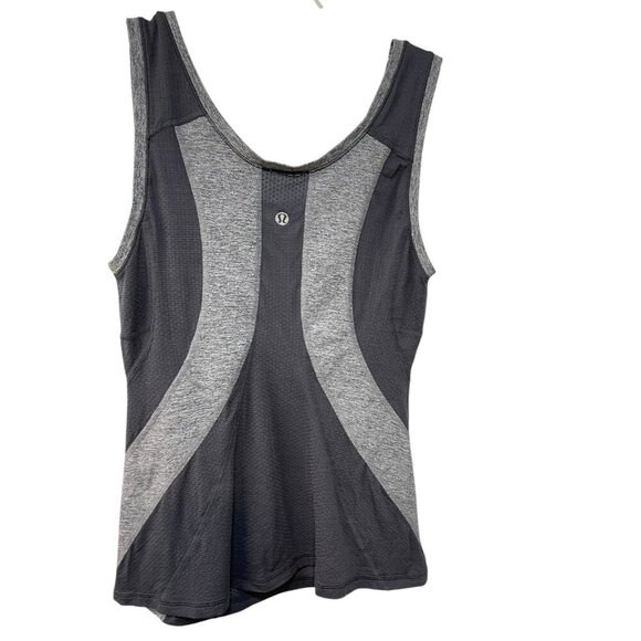 Lululemon Womens Scoop Neck Striped Stretch Knit Tank Top Gray Size 4 - Picture 2 of 4
